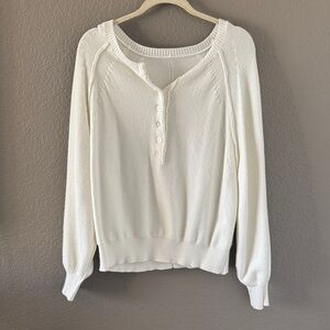 Cozy Ivory Henley Knit Sweater